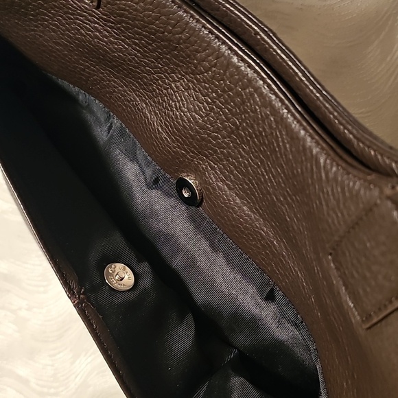 Stone Mountain brown leather shoulder bag very good condition front zip pouch ba - Picture 4 of 14